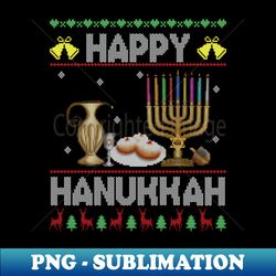 Happy Hanukkah Lights Menorah Candles Ugly Xmas Chanukah Long Sl - Aesthetic Sublimation Digital File - Transform Your Sublimation Creations