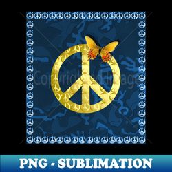 golden peace symbol butterfly 3d graphic - sublimation-ready png file - fashionable and fearless