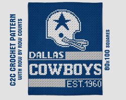 Dallas Cowboys c2c crochet pattern