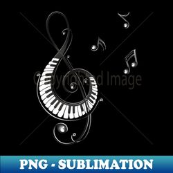 Clef with piano and music notes i love music - Exclusive Sublimation Digital File - Create with Confidence