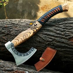 custom handmade viking hatchet axe - carbon steel bearded axe - camping axes - tomahawk battle axe, best gift for men