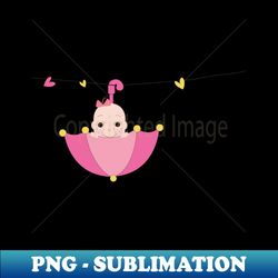 newborn baby girl with umbrella - modern sublimation png file - revolutionize your designs