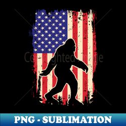 Vintage Bigfoot - USA Flag  4th of July - PNG Transparent Sublimation Design - Spice Up Your Sublimation Projects
