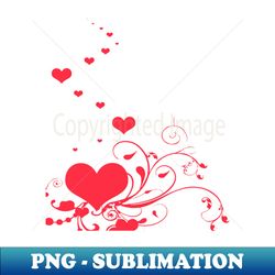 Red Hearts And Curlicue Leaves With Love - Premium Sublimation Digital Download - Unlock Vibrant Sublimation Designs