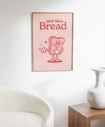 Get this Bread Wall Print, Retro Kitchen Wall Decor, Retro Digital Download Print, Downloadable Prints, Cute Printable A