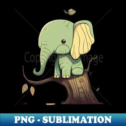 Cute baby elephant on a tree trunk - Sublimation-Ready PNG File - Stunning Sublimation Graphics