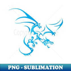 Flying Dragon in TattooTribal Style Blue - Retro PNG Sublimation Digital Download - Unlock Vibrant Sublimation Designs