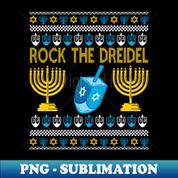 rock the dreidel menorah candles ugly chanukkah sweater long sl - high-quality png sublimation download - unleash your inner rebellion