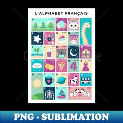 French Alphabet Picture Chart - Lalphabet Francais - High-Resolution PNG Sublimation File - Vibrant and Eye-Catching Typography