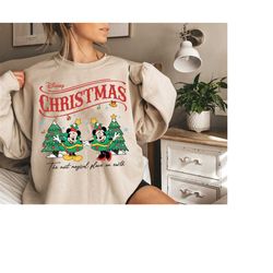 Vintage Mickey Minnie Merry Christmas Tree Sweatshirt, Disney Christmas Sweatshirt, Christmas Couple Shirt, Disney Merry