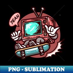 Cartoon Retro TV Skating - Exclusive Sublimation Digital File - Boost Your Success with this Inspirational PNG Download