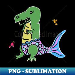 Mermaid Tail Tyrannosaurus Dinosaur Dino Cartoon Cute Character - Premium PNG Sublimation File - Create with Confidence