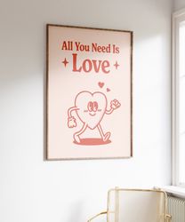 Love Quote, Retro Character Wall Art, Downloadable Art, Wall Decor, Large Printable Art, Printable Wall Art Retro, Retro