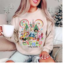 Vintage Disney Princess Christmas 2023 Sweatshirt, Princess Christmas Shirt, Magic Kingdom Christmas, Disney Girl Trip C