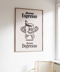 Retro Coffee Quote Print, Kitchen Poster, Espresso Wall Art, Coffee Print, Coffee Retro Poster, Coffee Gifts, Retro Prin