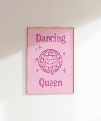 Retro Disco Art Print, Dancing Queen Print, Retro Wall Art, Cute Apartment Decor, Trendy y2k Poster, Funky Music Wall Ar