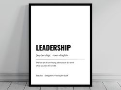 Leadership Definition Minimalist Office Art Funny Definition Poster Daily Affirmation Home Office Art Motivational