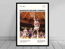 Madison Square Garden New York Knicks Poster Charles Oakley Slam Dunk Oil Painting Modern Art Travel