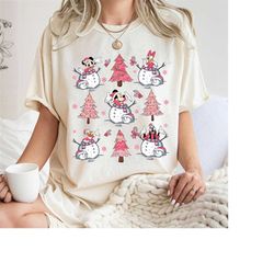 Vintage Disney Pink Christmas Tree Shirt, Retro Mickey And Friends Pink Christmas Shirt, Cute Christmas Shirt, WDW Disne