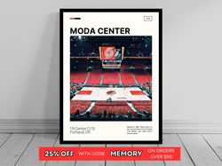 Moda Center Portland Trail Blazers Poster NBA Art NBA Arena Poster Oil Painting Modern Art Travel