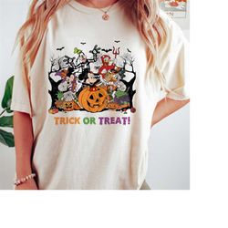 Vintage Disney Trick Or Treat Shirt, Mickey And Friends Halloween Shirt, Halloween Matching Shirt, Disney Halloween 2023