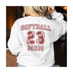 Softball Mom SVG, Softball Mom PNG with Numbers