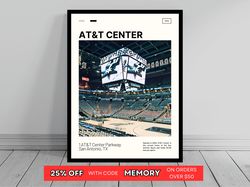 AT&T Center Print  San Antonio Spurs Poster  NBA Art  NBA Arena Poster   Oil Painting  Modern Art   Travel Art Print
