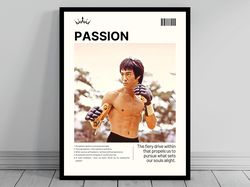 Passion Daily Affirmation Bruce Lee Motivational Poster Mid Century Modern Mental Health Men Manifest Passion and Money