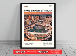 Paul Brown Stadium Cincinnati Bengals Poster NFL Art NFL Stadium Poster Oil Painting Modern Art Travel -1
