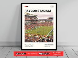 Paycor Stadium Cincinnati Bengals Poster NFL Art NFL Stadium Poster Oil Painting Modern Art Travel