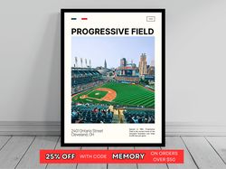 Progressive Field Cleveland Guardians Poster Ballpark Art MLB Stadium Poster Oil Painting Modern Art Travel