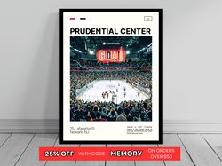 Prudential Center New Jersey Devils Poster NHL Art NHL Arena Poster Oil Painting Modern Art Travel
