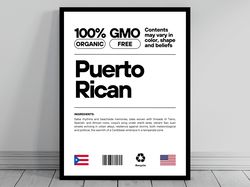 Puerto Rican Unity Flag Poster Mid Century Modern American Melting Pot Rustic Charming Puerto Rican Humor US Patriotic D