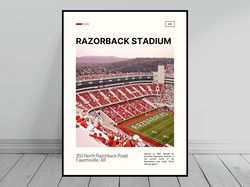 Razorback Stadium Arkansas Football Poster Art College Stadium Poster Oil Painting Modern Art Travel Art