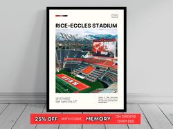 Rice-Eccles Stadium Utah Utes Poster NCAA Art NCAA Stadium Poster Oil Painting Modern Art Travel Art