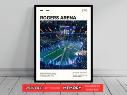 Rogers Arena Vancouver Canucks Poster NHL Art NHL Arena Poster Oil Painting Modern Art Travel Art