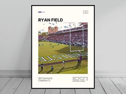 Ryan Field Northwestern Wildcats Poster NCAA Art NCAA Stadium Poster Oil Painting Modern Art Travel