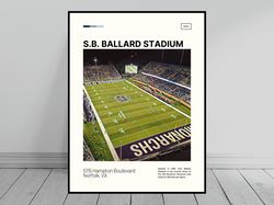 SB Ballard Stadium Old Dominion Monarchs Poster NCAA Stadium Poster Oil Painting Modern Art Travel