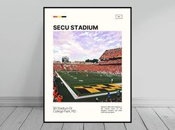 SECU Stadium Maryland Terrapins Poster NCAA Art NCAA Stadium Poster Oil Painting Modern Art Travel