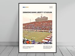 Simmons Bank Liberty Stadium Memphis Tigers Poster NCAA Stadium Poster Oil Painting Modern Art Travel