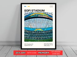 SoFi Stadium Los Angeles Chargers Poster NFL Art NFL Stadium Poster Oil Painting Modern Art Travel