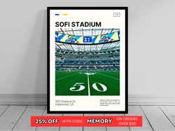 SoFi Stadium Los Angeles Rams Poster NFL Art NFL Stadium Poster Oil Painting Modern Art Travel Art