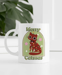 merry catmas mug, cat lover gift for her, funny cat mug gift, christmas gift mug for cat lovers