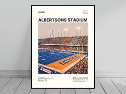 Albertsons Stadium Print  Boise State Broncos Poster  NCAA Stadium Poster   Oil Painting  Modern Art   Travel Art Print