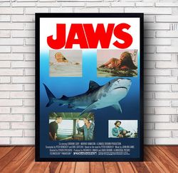 Jaws Movie Poster Canvas Wall Art Family Decor, Home Decor,Frame Option