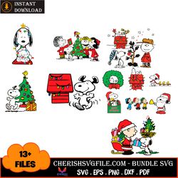 13 Files Of Snoopy And Charlie Brown On Christmas Svg