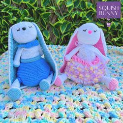 Squish Bunny - Baby Comforter Crochet Pattern. Baby Buddy crochet tutorial.