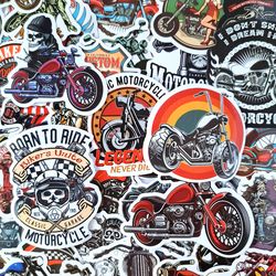 50 PCS Motorcycle Sticker Pack, Motorcycle Helmet stickers, Biker Stickers, Motocross Luggage Stickers, Chopper Decals