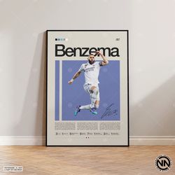 Karim Benzema Poster, Real Madrid Poster, Soccer Gifts, Sports Poster, Football Player Poster, Soccer Wall Art, Sports B