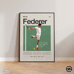 Roger Federer Poster, Tennis Poster, Motivational Poster, Sports Poster, Modern Sports Art, Tennis Gifts, Minimalist Pos